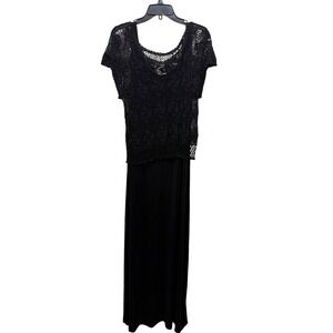 Patra Womens‎ Maxi Slip Dress Black Shrug Sleeveless Evening Gown Size 8 2 Piece